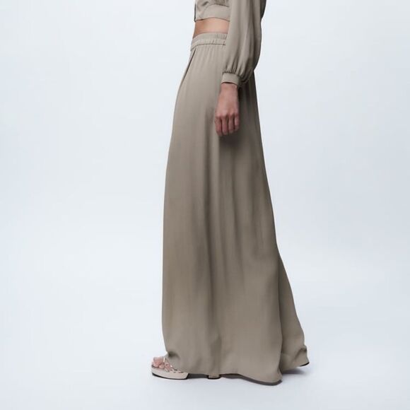 ZARA PALAZZO WIDE FLOWY PANTS - Picture 7 of 7